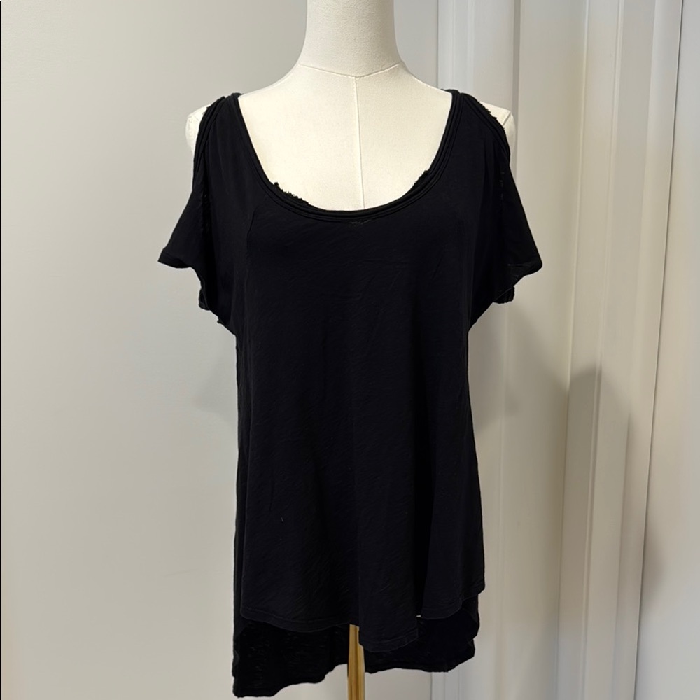 Black Women's Cold Shoulder Top